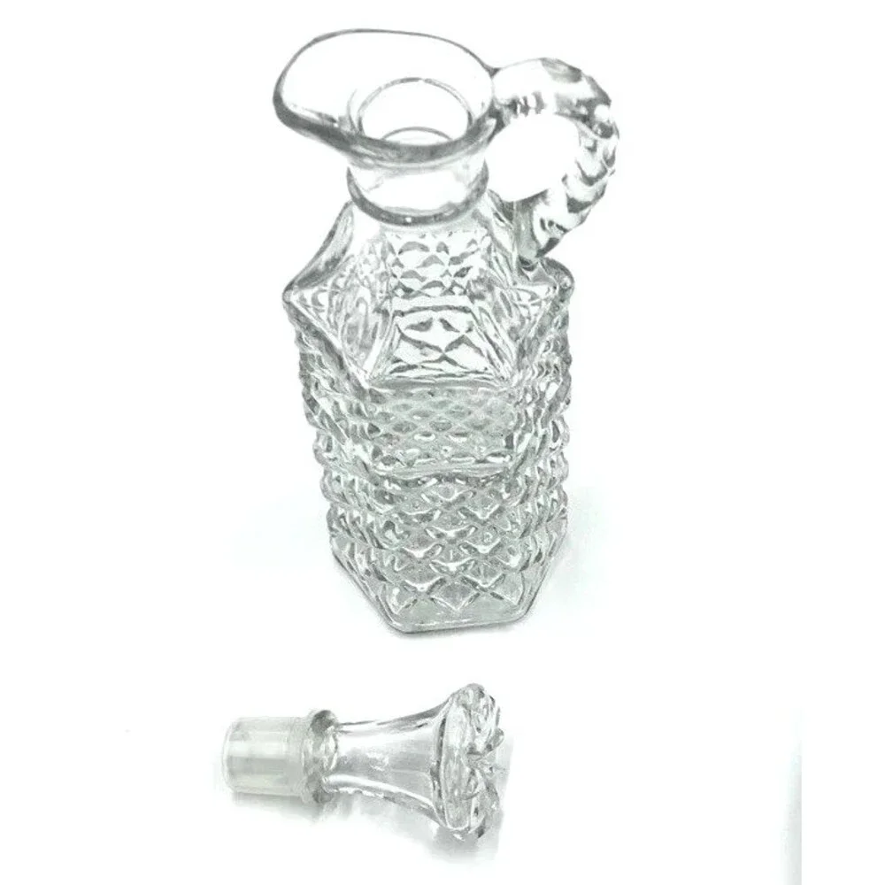 Two VTG Anchor Hocking Wexford Oil Vinegar Glass Decanter Bottle Cruet 1970s